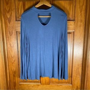 Apt 9 Women’s Blue Mock Neck Cutout Bell Sleeve Top